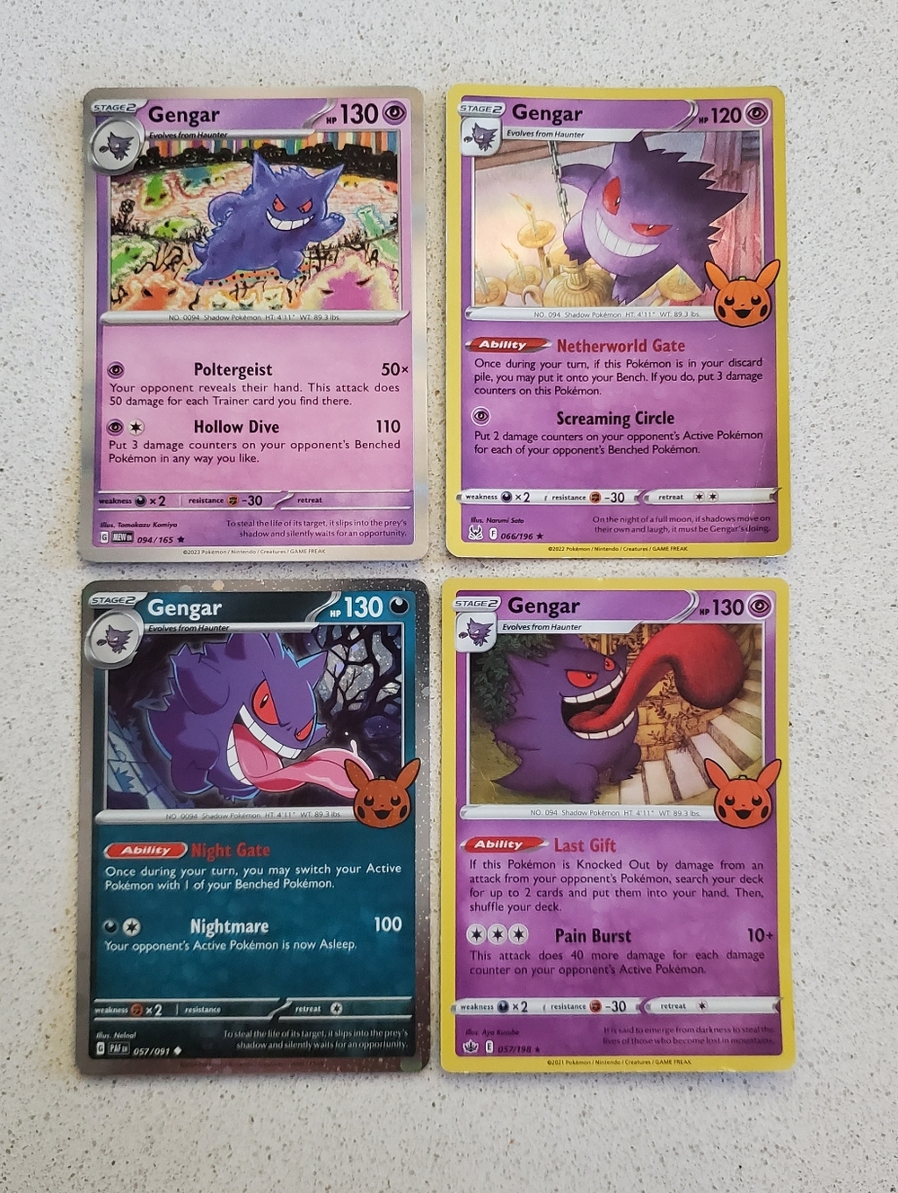 Pokémon Gengar Holo Set Of 4 Cards